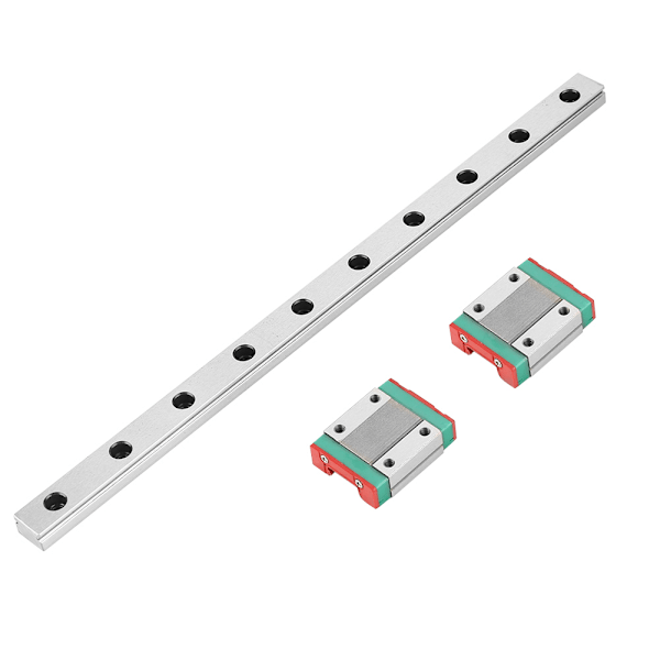 Miniatyr lineær styreskinne 250 mm med 12 mm bredde - Sæt med 2 MGN12B glideblokke