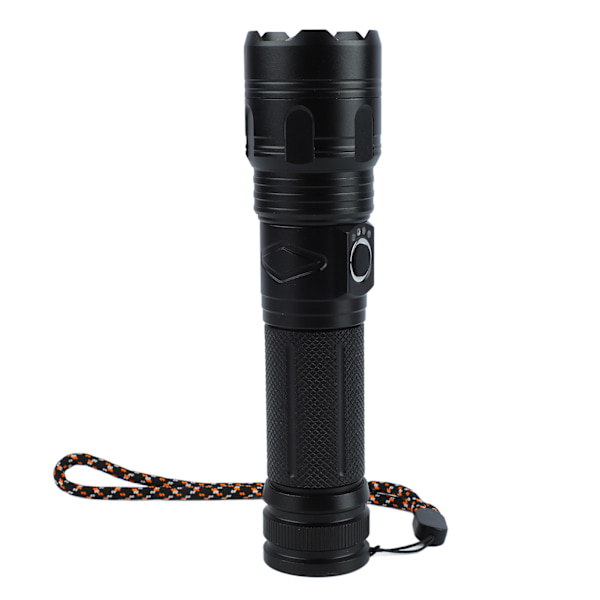 Teleskopisk Ficklampa Super Ljus Lång Räckvidd Batteriindikator Aluminiumlegering USB Ficklampa för Utomhus Camping
