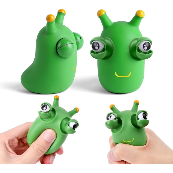 2 stk. Squeeze Legetøj, Sjove græsøjne, der springer ud Legetøj, Børne Sensorisk Fidget Legetøj, Fidget Slug Pop-it Legetøj til småbørn Børn Voksne（grønt）