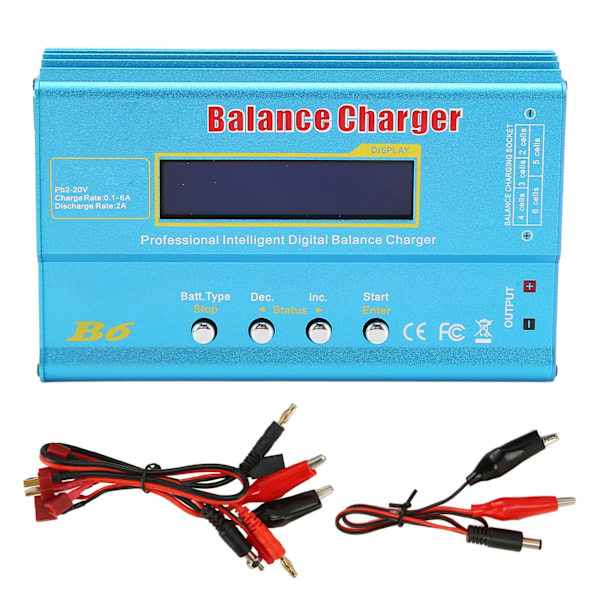 LiPo Batteri Balancelader 80W 1 til 6S LCD Display RC Batterilader Aflader til NiMh NiCd Li Ion LFP SLA