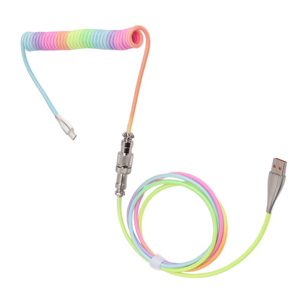 Gaming Tastatur Kabel Gradient Farge RGB Lysende Custom Mekanisk Tastatur Uttrekkbar USB C Spiral Kabel Type 1
