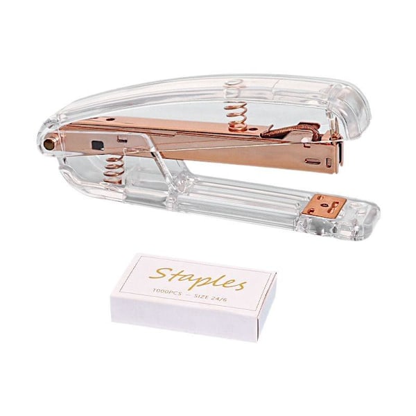 Roségul häftapparat kontor student mode transparent häftapparat arbetsbesparande lätt lyx kontorsmaterial bindningsmaskin