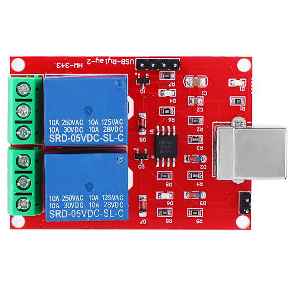 USB-relébryter - 5V 2-kanals relémodul for intelligent styring av datamaskin-PC