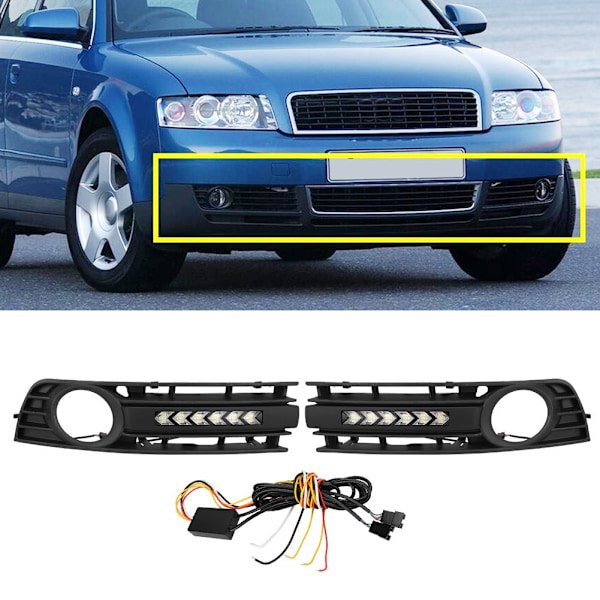 2 st Galler Dimljus Blinkers vardagslampa Passar till Audi A4 B6 01-05(svart)