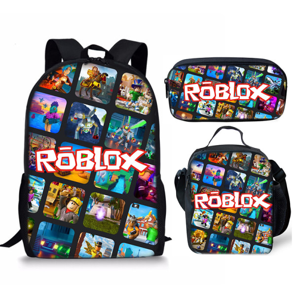Roblox tredelt skoletaske 17 tommer (måltidstaske, penalhus, rygsæk) 4#