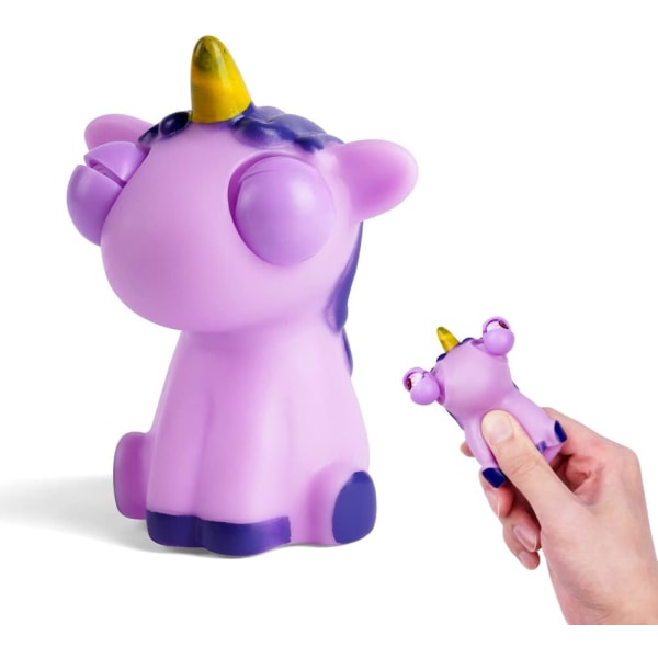 2 stk Unicorn Squeeze Toys, morsomme øyne som springer ut leker, Kids Sensory Fidget Leker for Småbarn Barn Voksne（lilla）