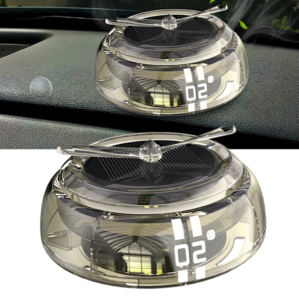 Billuftfräschare Solenergi Autorotation Propeller Design Stark metall Bil Aromaterapi Diffusor för fordon Transparent