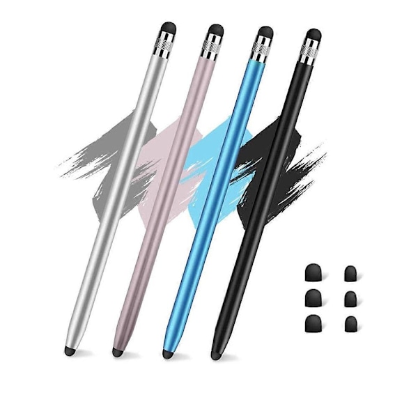 4 stk. touch screen stylus til iPad tablet, gratis 6 stk. touch screen stylus til mobiltelefon, med to gummispidser