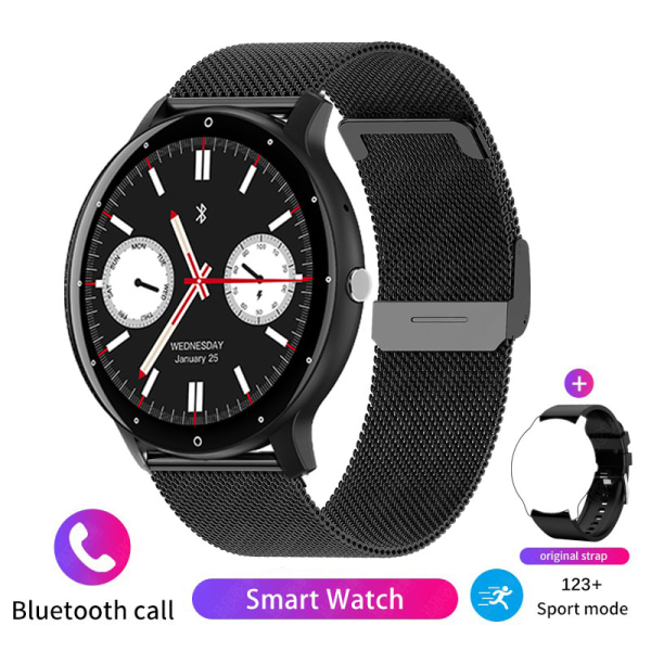 L02D opkaldsmodel ZL02PRO smartwatch puls blodtryksøvelse+ Black + Black Milan Net