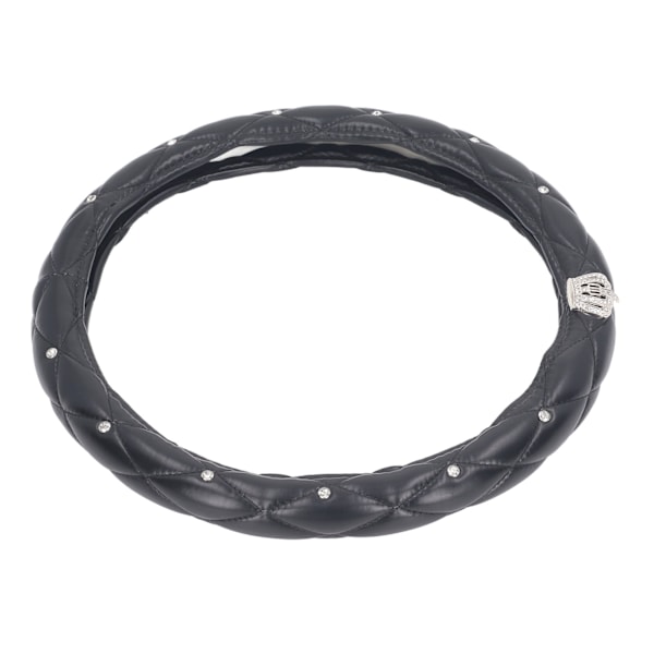Bilrattskydd PU-läder Söta dekorationer Universal Fit Rattskydd Svart 38cm