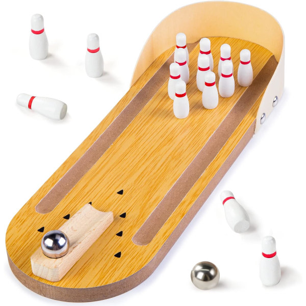 1 st Mini Bowling Set, Bordsskiva Bowling Spelbord Leksaker Bordsbord Bowling Hemma Bowlinghallar, Skrivbordspresenter till kollegor（29×10cm）