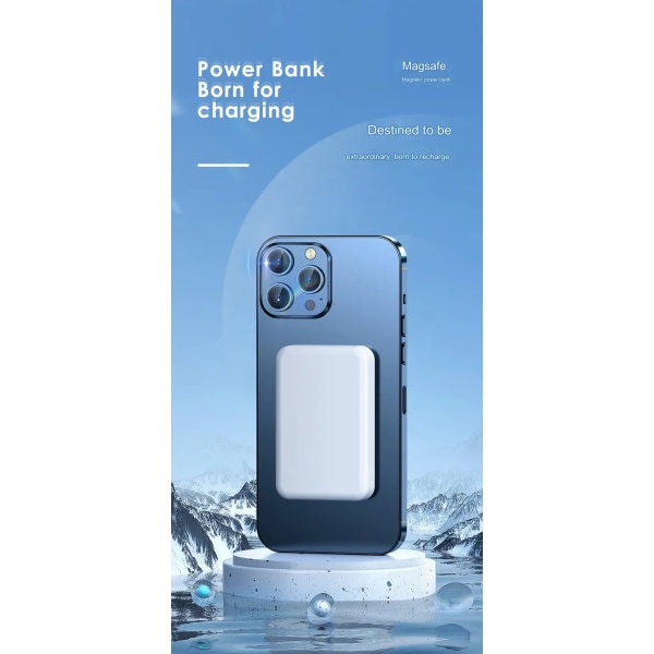 Powerbank passer for Apple magnetisk trådløs strømbank 20w hurtiglading stor kapasitet mini mobil strømforsyning 15W 5000 mAh 【Elegant White】