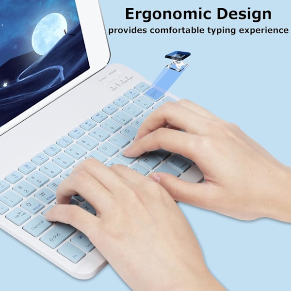 Bluetooth Trådlöst Tangentbord och Mus Combo, Ultratunn Ergonomisk Liten Uppladdningsbar Bluetooth Tangentbord Mus Set för Apple iPad iPhone blue