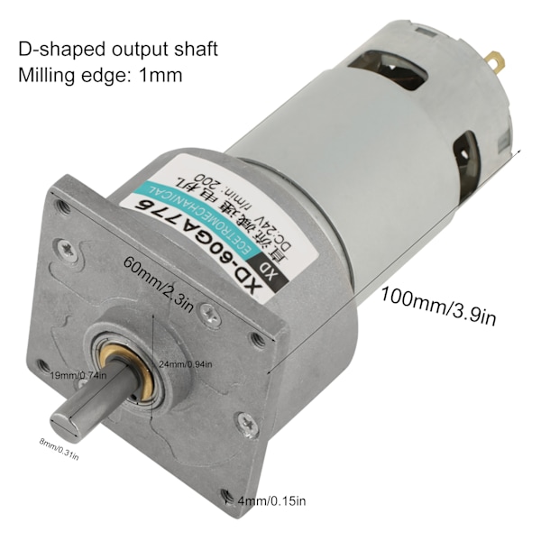 35W säädettävä nopeus Micro DC metallivaihdemoottori (24V 200rpm)