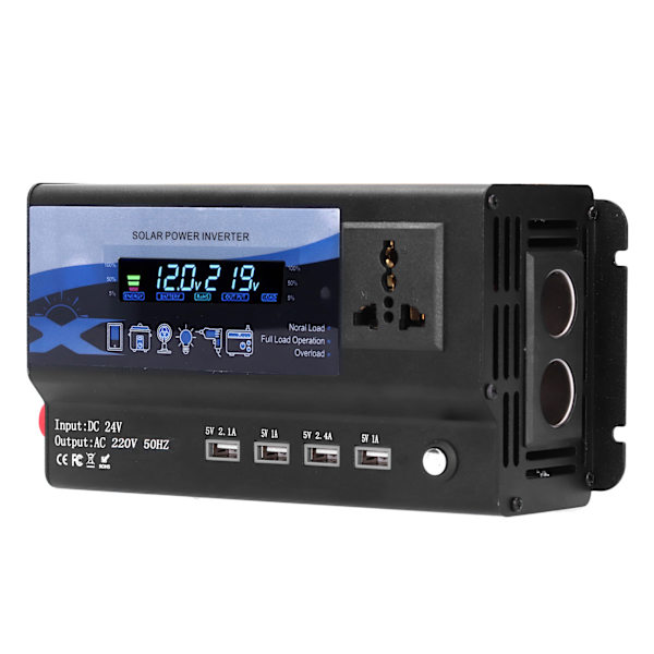 Xuyuan 3000w bilstrømsomformer Modificeret Sinusbølge 4 USB-port oplader omformer med LED Farverigt Ambient Light24V