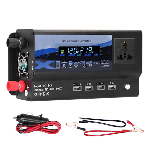 Xuyuan 3000w bilstrømsomformer Modificeret Sinusbølge 4 USB-port oplader omformer med LED Farverigt Ambient Light24V