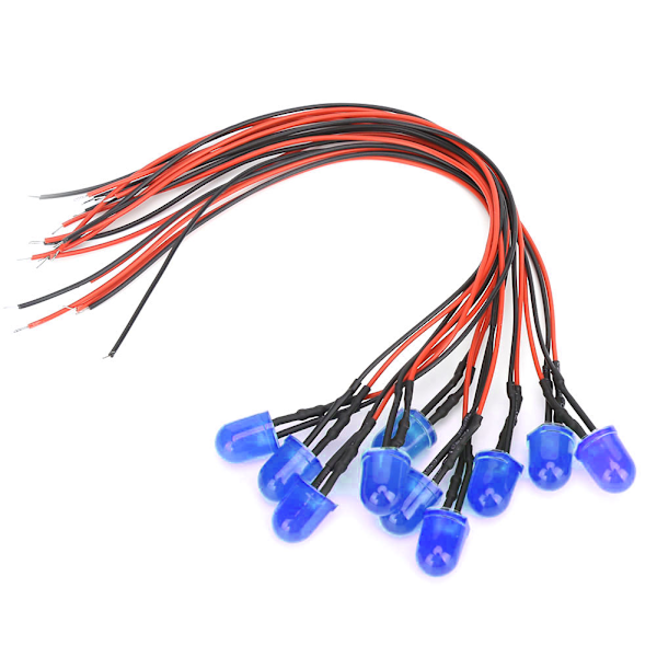 Kromatisk blå LED-lysperler - 50 stk, 12V, 0,06W, 10 mm, industritilbehør