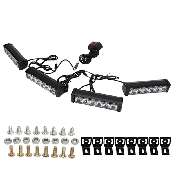 4 i 1 LED nødstrobelys IP67 12V 24V frontgrill Blinkende varsellys for kjøretøy lastebil tilhenger
