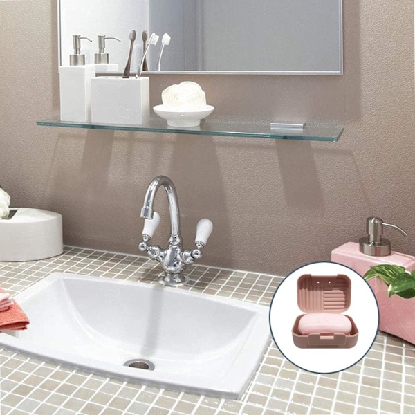Tvålkopp med lock, 2 st tvålkopp, tvållåda för resa, bärbar duschtvållåda Perfekt för badrum, resor, läger (rosa, blå)