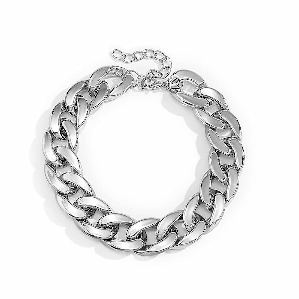 Punk Cuban Link Chain Choker Halsband Guld Lätt Chunky Oval Chain Link Halsband Statement Hip Hop smycken silver