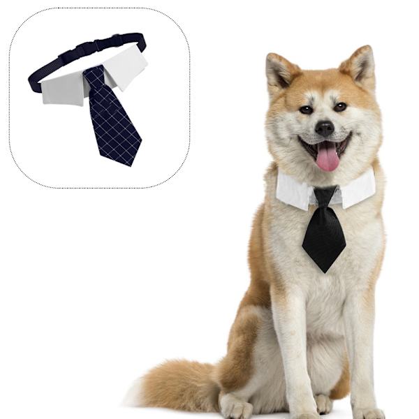 Hund Katt Smoking Halsband, Katt Bröllop fluga, Valp Födelsedag Navy check M