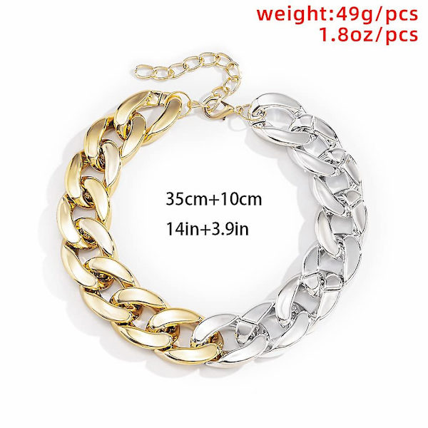 Punk Cuban Link Chain Choker Halsband Guld Lätt Chunky Oval Chain Link Halsband Statement Hip Hop smycken mixed color