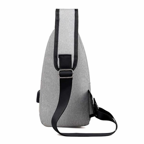 Axelväska Herr Cross Body Väska Powerbank Uttag - Grå grå gray