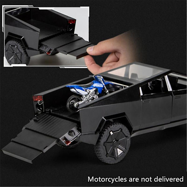 1/24 Tesla Cybertruck Pickup Legering Bilmodell Formgjuten metallleksak Terrängfordon Lastbilsmodell Simulering Ljud Ljus Barnleksakspresent