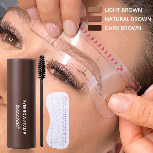 1 Set Perfect One Step Eyebrow Stamp Stencil Kit Dark Brown