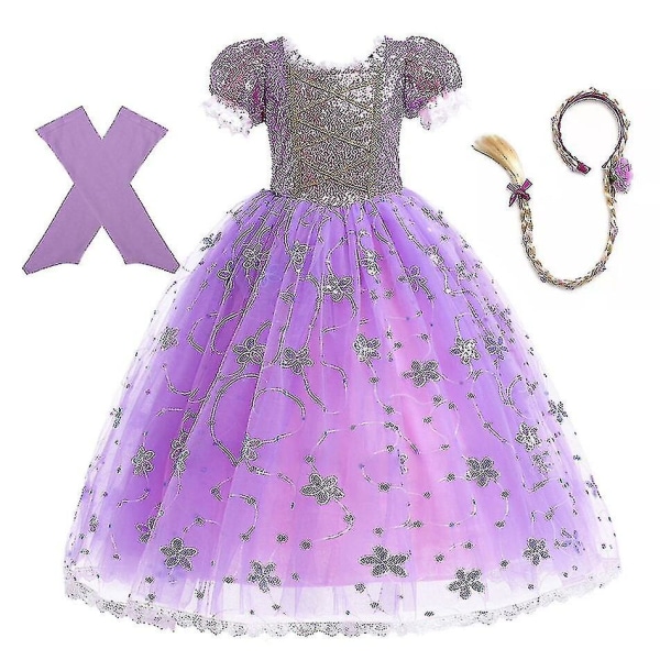 Princess Rapunzel Klänning För tjejer Eleganta lila klänningar Fancy karnevalsdräkt Barnbal Aftonklänningar Halloween Rollspel Klänningar Z X 5-6Y Tag-130 Rapunzel Sets 03