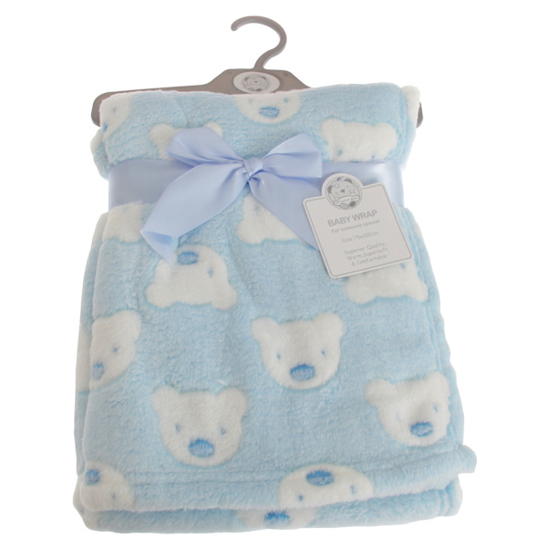 Snuggle Baby Bear Face Baby Wrap  Blå Blue 75 x 100cm