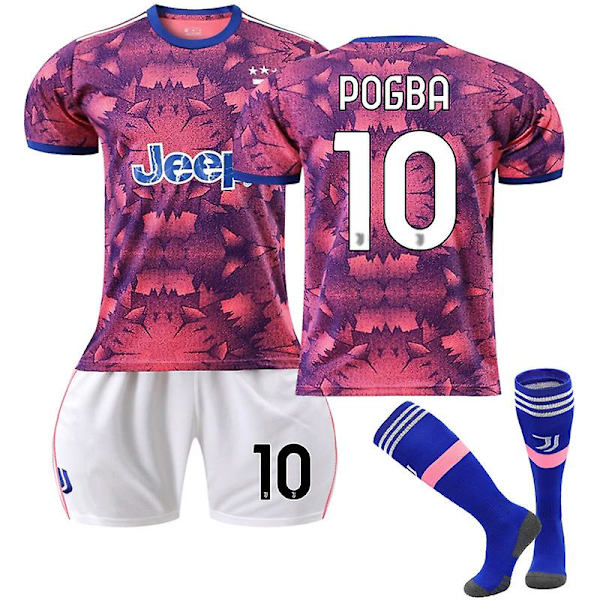 Juventus bortatröja säsongen 22/23 fotbollströja T-shirts POGBA 10 Kids 20(110-120CM)