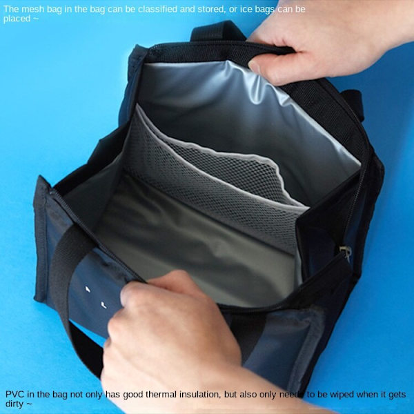 Bärbar Lunchpåse Praktisk Mode Mini Daily Heat Bag för Lunch Square Black