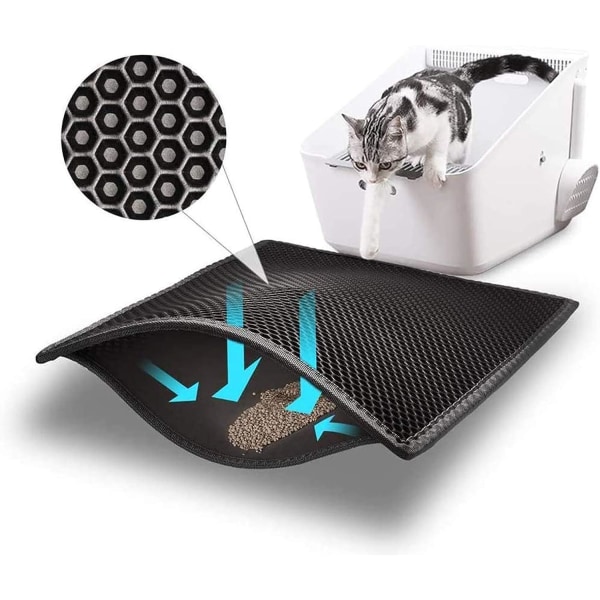 Kattsand Mattor Strö Trapper Storlek 12” X 12”, Honeycomb black
