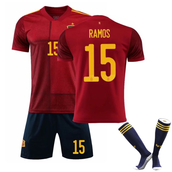 Spanien Jersey fotboll T-shirts Jersey set för barn/ungdomar RAMOS  15 home 2XL