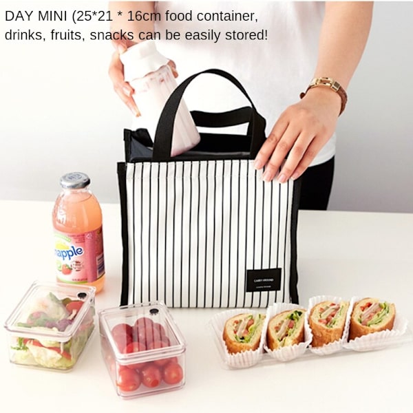 Bärbar Lunchpåse Praktisk Mode Mini Daily Heat Bag för Lunch Square Black