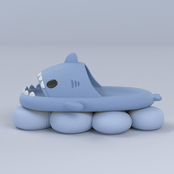 Shark Tofflor Halkfria duschtofflor Badrumstofflor Mjuka sommarsandaler för flickor och pojkar New V Haze Blue 38 39