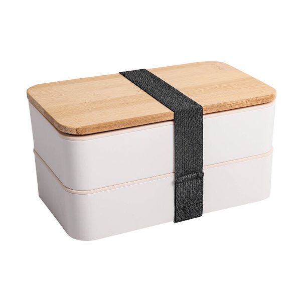 Lunchlåda Svart Bento Design Bentolåda Bambu 2 lufttäta fack 1200 ml Mikrovågsugn Diskmaskin Säker Lunchlåda Trä Vuxna Barn - HARRY