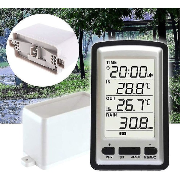 Elektronisk regnmätare, trådlös bärbar högprecision radiostyrd digital regnmätare Regnmätare Mätverktyg Termometer Fuktighet Me