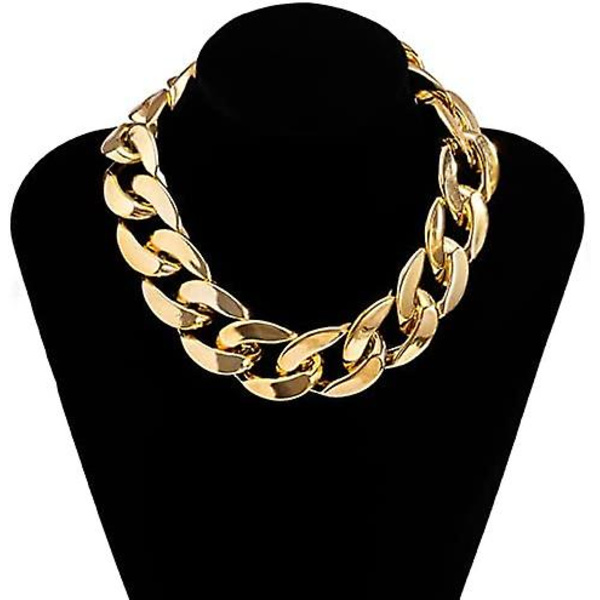 Punk Cuban Link Chain Choker Halsband Guld Lätt Chunky Oval Chain Link Halsband Statement Hip Hop smycken Mixed color stitching