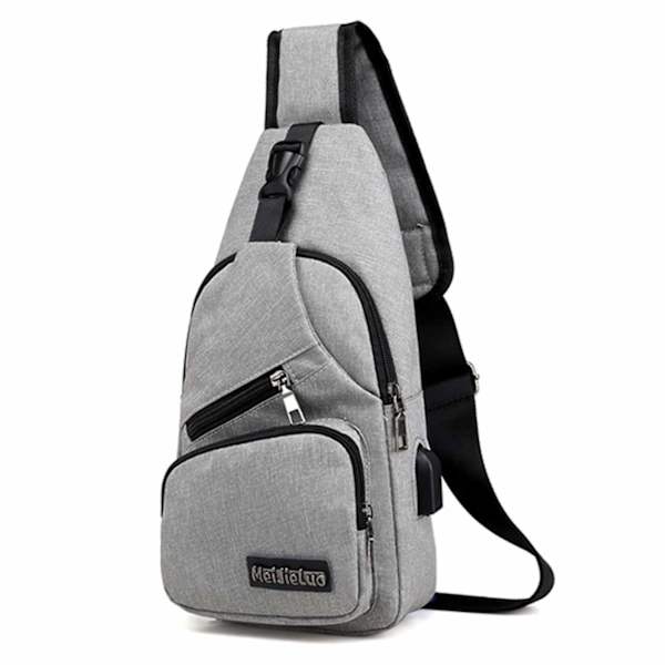 Axelväska Herr Cross Body Väska Powerbank Uttag - Grå grå gray
