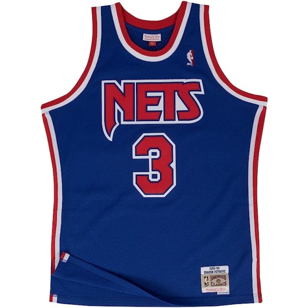 itchell & Ness New Jersey Nets Drazen Petrovic Swingman tröja Royal M