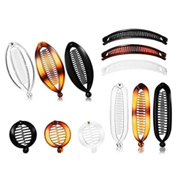 12 st Bananformade klämmor Klassiskt dubbelkamklämma & Fishtail- set 12pcs