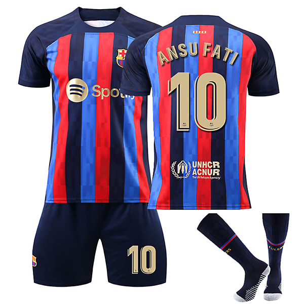 22/23Ny säsong Hem FC Barcelona ANSU FATI Nr 10 Barn Jersey-paket Barn-16