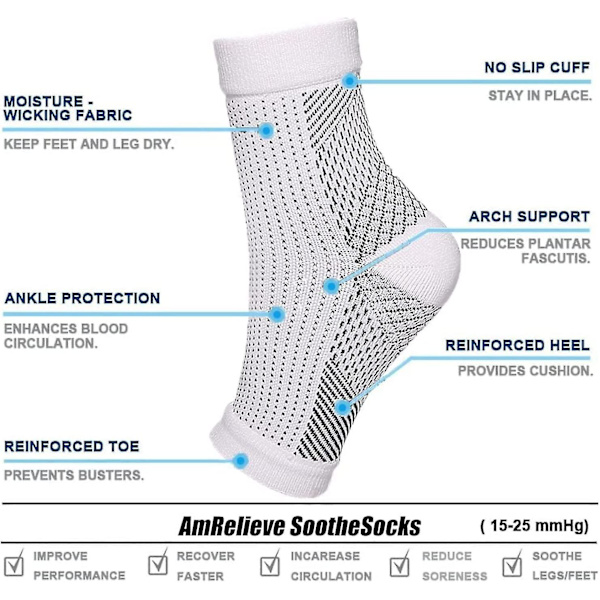 5 par lugnande strumpor för neuropati Smärtlindring vid sänggåendet lugna strumpor Trötthet Kompression Fotärm Stödbygel Sockdi Man Jia XL