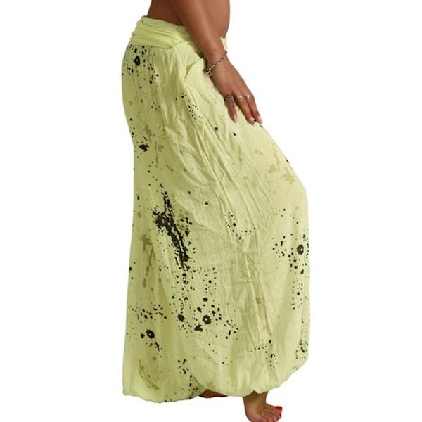 Kvinnor Boho Harem Pants Yoga Casual Baggy Hareem Byxa yellow XL