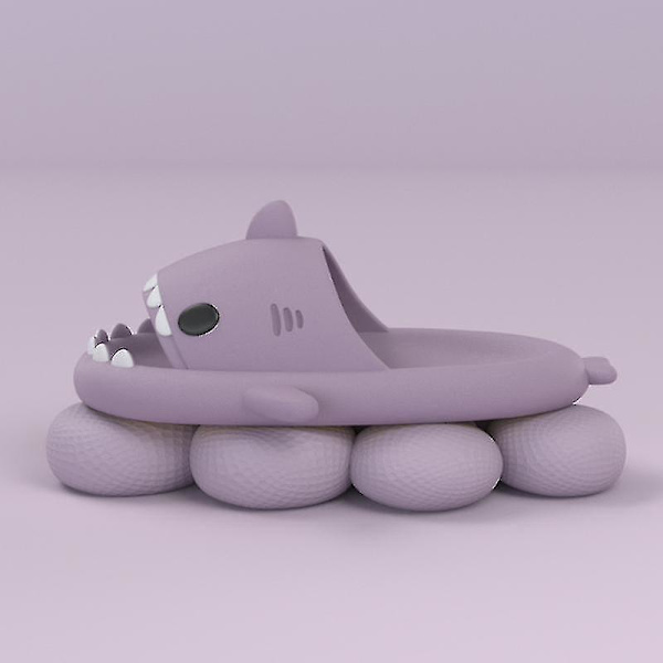 Shark Tofflor Halkfria duschtofflor Badrumstofflor Mjuka sommarsandaler för flickor och pojkar New V Purple 40 41
