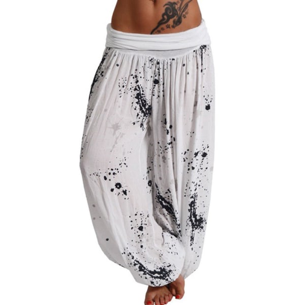 Kvinnor Boho Harem Pants Yoga Casual Baggy Hareem Byxa white 3XL