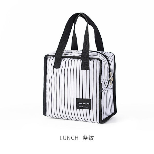 Bärbar Lunchpåse Praktisk Mode Mini Daily Heat Bag för Lunch Square white stripes