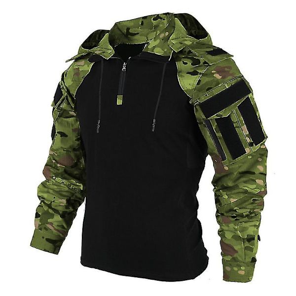 än Tactical Shirt Us Camouflage ilitary Combat T-shirt Airsoft Paintball Camping Jakt Kläder Camouflage Green M